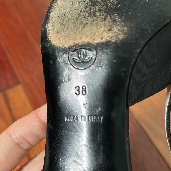 Chanel Black Slingbacks 38 AUTHENTIC - Picture 4 of 4